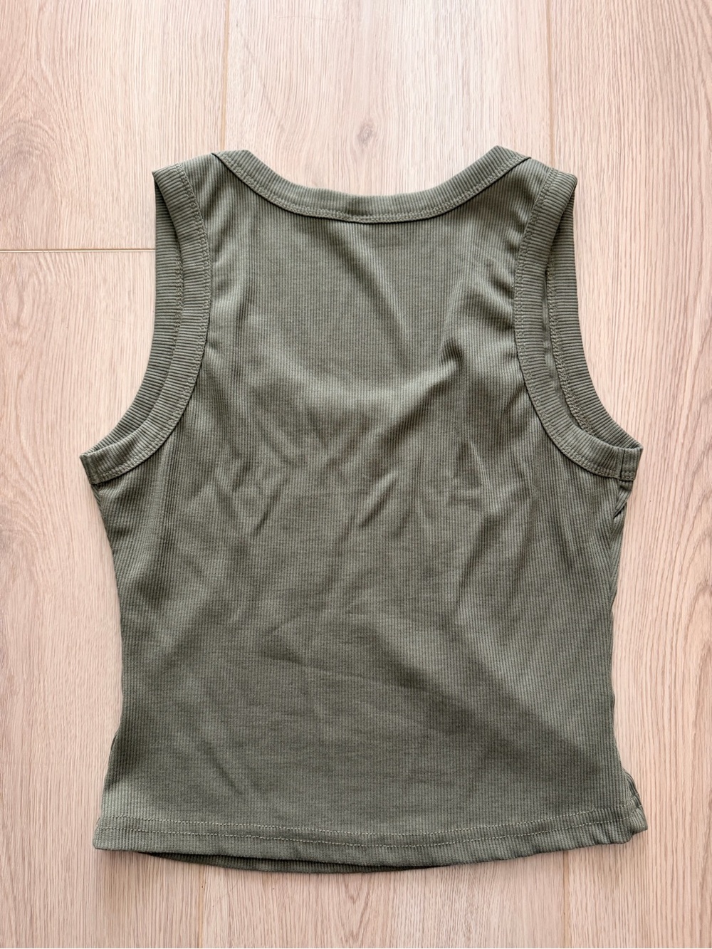 LIKE NEW Women’s Olive Tank Top with Stud Trim - Picture 3 of 3